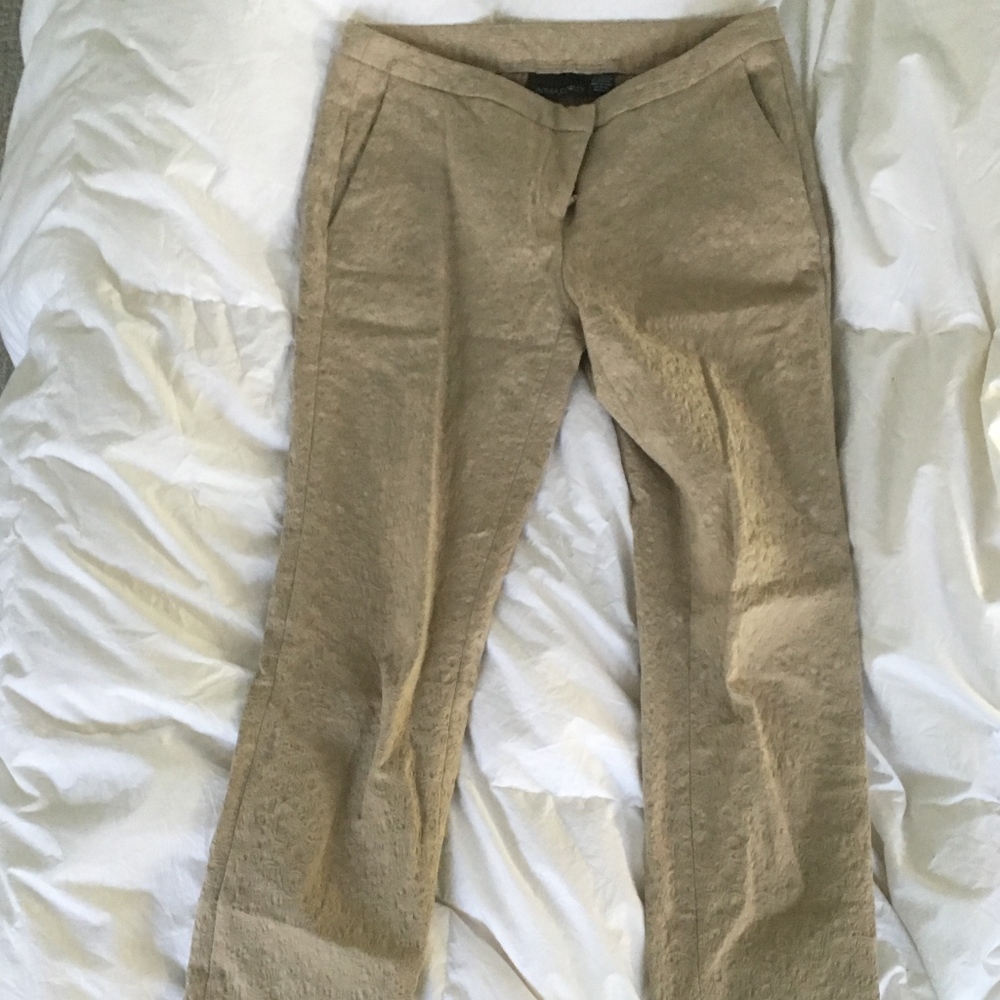 Tan Cynthia Rowley Size 4 Embroidered Print Pant
